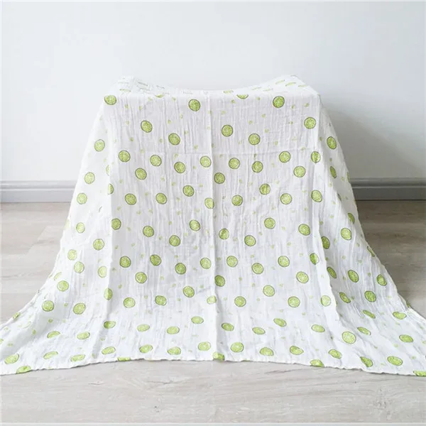 Фрукты цветок звезды Вышивка крестом картины хлопок муслин детские обёрточная бумага пеленать одеяло дышащие мягкие одеяло для новорожденных пеленка - Цвет: as the photo