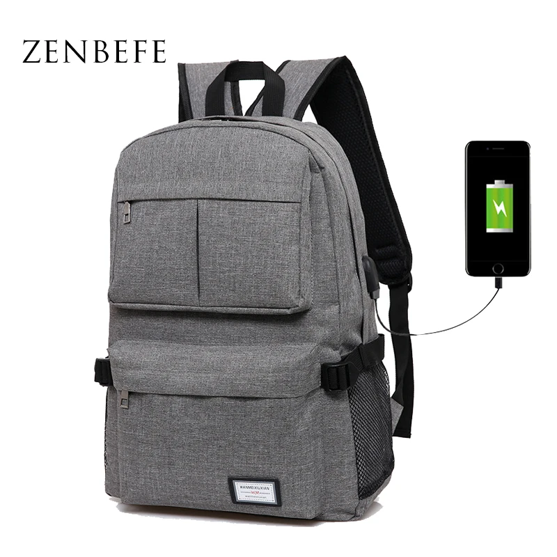 Рюкзак ZENBEFE с USB подключением школьные ранцы повседневный ранец рюкзак унисекс