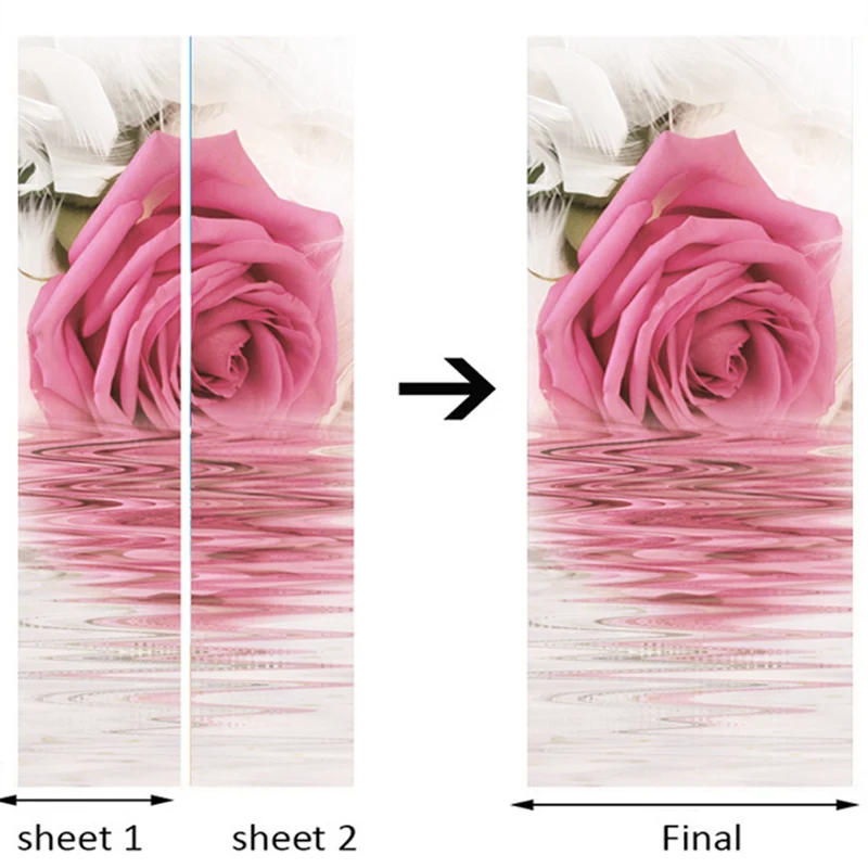 3D наклейка на дверь, романтическая розовая роза, обои для гостиной, свадьбы, дома, Декор для дома, паста, ПВХ, самоклеющаяся, водонепроницаемая Фреска