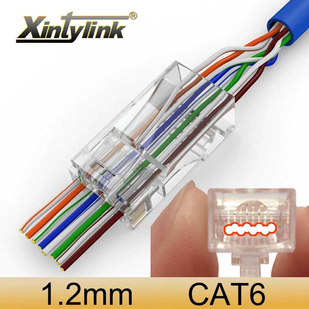 Conector Plugue de Cabo Ethernet Cat6 Rede Cat5e Rg45 Utp rg rj 45 Keystone Modular Jack Cat5 Não Blindado Xintylink-rj45