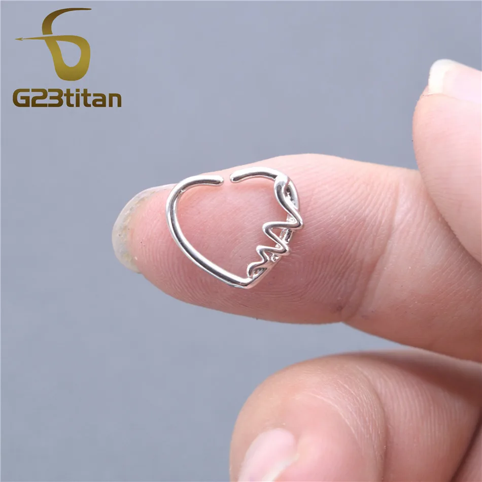 CZ обруча пирсинг для носа Перегородка кольцо сердце дизайн пирсинг для хряща в форме сердца ушной хрящ спираль украшение-серьга для тела