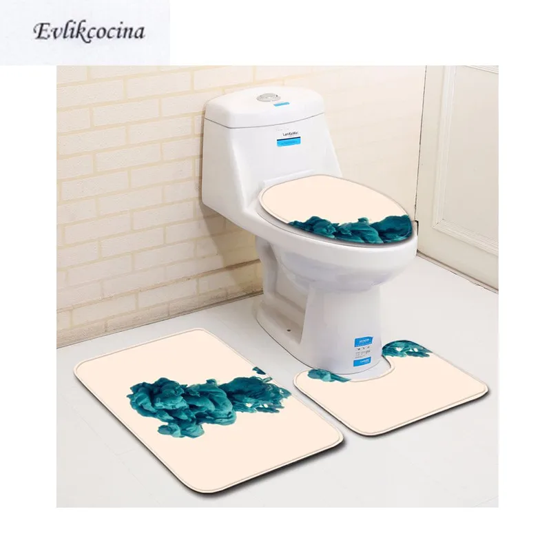 Free Shipping 3pcs Dark Green Colorful Spray Banyo Bathroom Carpet
