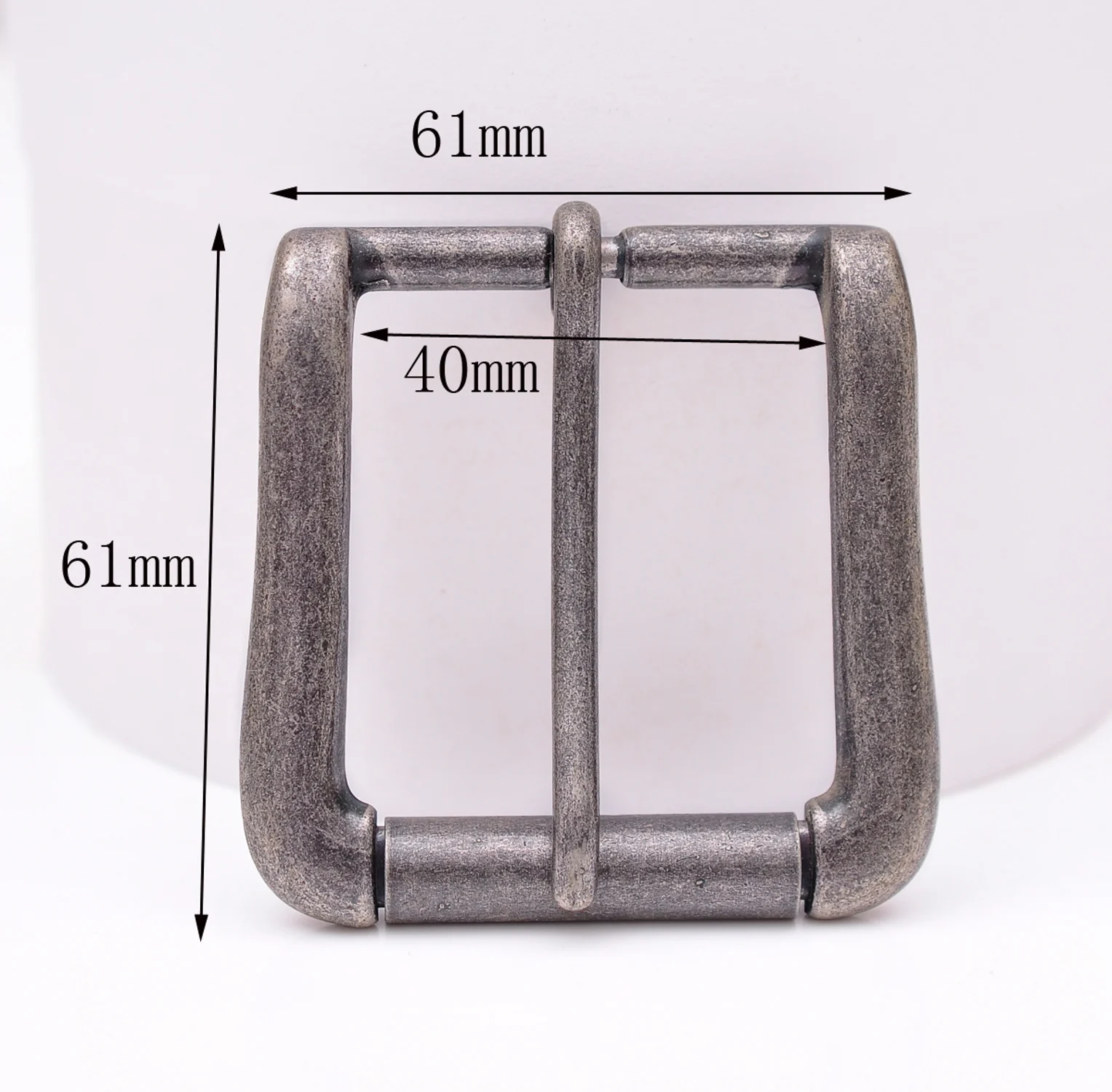 

61X61MM (Inner40mm) Vingate Silver Two-Tone Heavy Square Roller Single Prong Pin Belt Buckle