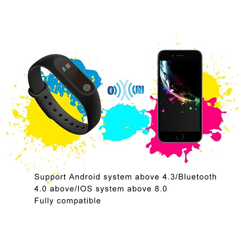 Водонепроницаемый смарт браслет с Bluetooth фитнес трекер шагомер для телефона на