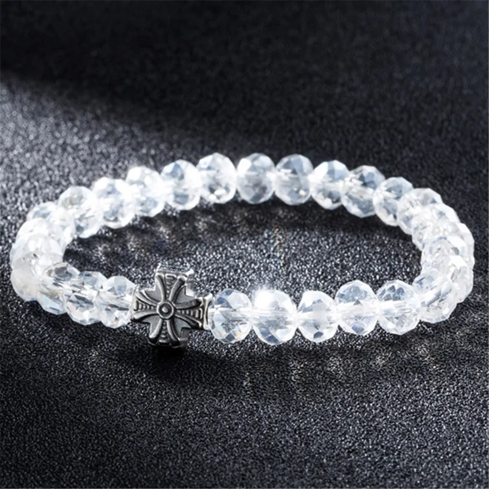 

2017 New arrival 8 Color Small Cross Colorful Crystal Ball Beads Bracelet For Women Fasion Gift Jewelry Wholesale