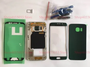 

Full Housing Case Back Cover Front Screen Glass Lens + Medium Frame for Samsung S6 Edge G925 Replace all part Free tool