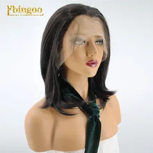 Ebingoo высокотемпературное волокно бразильские волосы короткие натуральные волнистые 2# темно-коричневый синтетический парик с кружевом спереди для женщин ежедневного использования