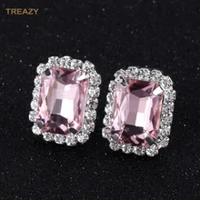 Модные серьги-клипсы с розовыми/разноцветными кристаллами для женщин, ювелирные изделия, стразы, свадебные серьги, ювелирные изделия на выпускной, подарки