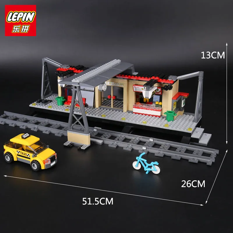 IN STOCK Lepin 02015 City Trains Train Station With Rail Track Taxi 456Pcs Building Block Set