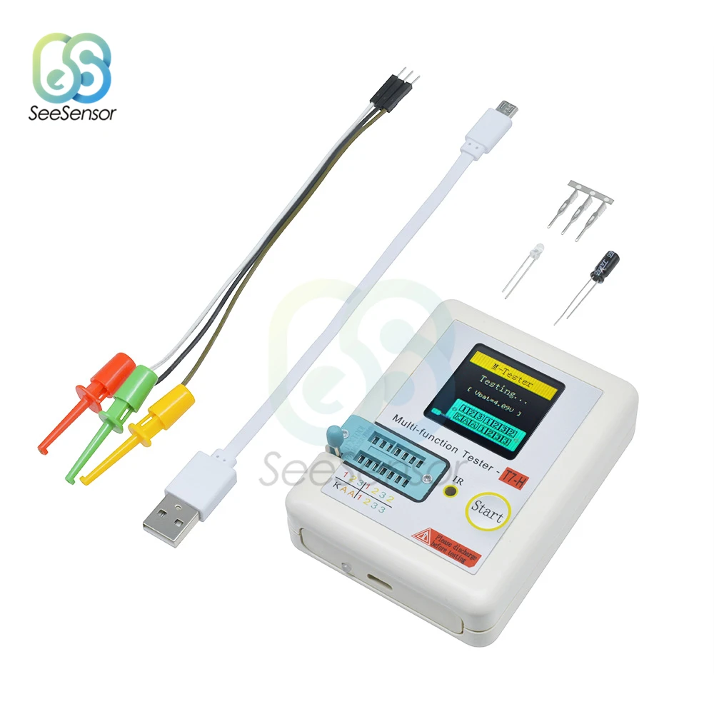 

TC-T7-H T7 Transistor Tester TFT Diode Triode Capacitance Meter LCR ESR Meter NPN PNP MOSFET IR Multifunction Tester Multimeter