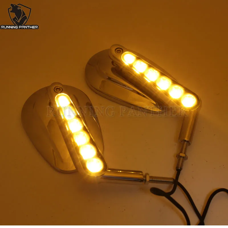LED INTEGRADED TURN SIGNALS MOTORCYCLE REARVIEW SIDE MIRROR FOR HARLEY