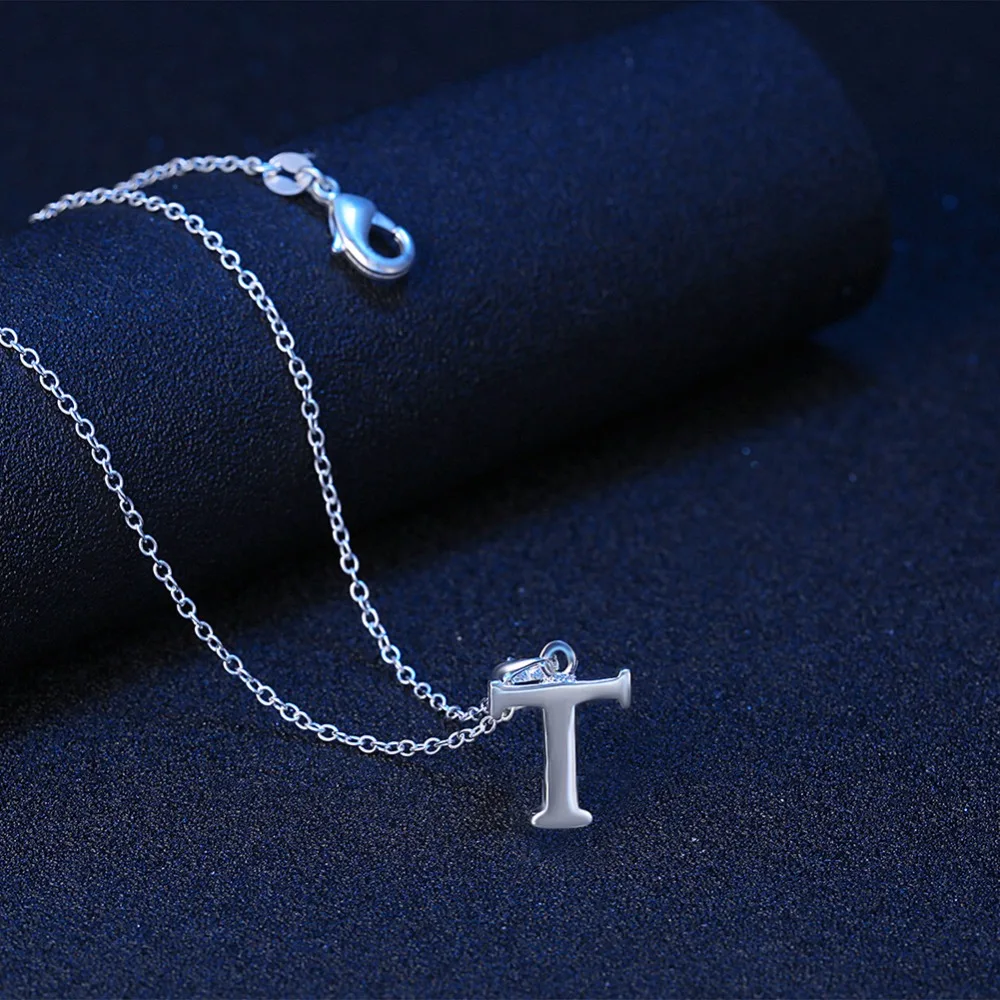 Harga Capital Awal Sebuah B C D E F G H I M Z Huruf Kalung untuk Wanita Perak Warna Alfabet liontin   Rantai Name Perhiasan Hadiah Untuknya