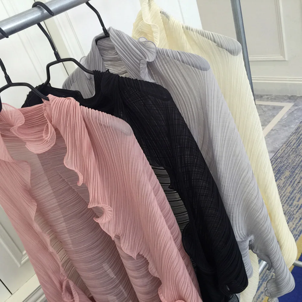 

2019 Chiffon Shawl New Women'S Fashion Pure Color Ruffle Chiffon Summer Beach Shawl Long Sleeve 12 Colors 135Cm-175Cm Shawls