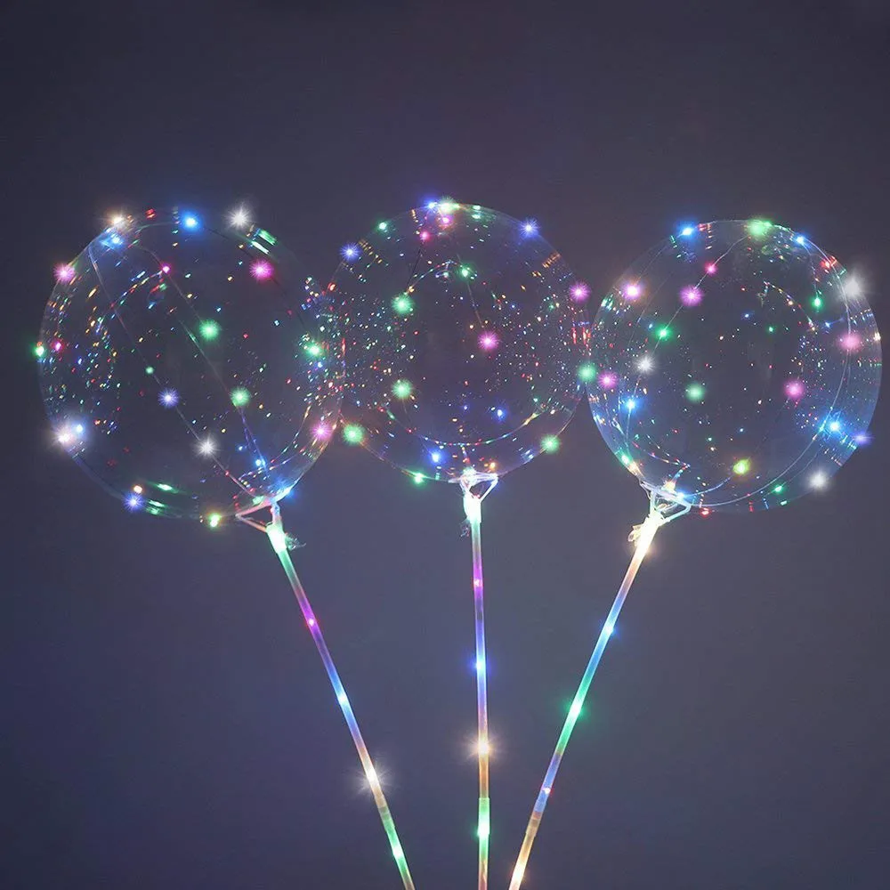 

ISHOWTIENDA Reusable Luminous Led Balloon Transparent Round Bubble Decoration Party Wedding