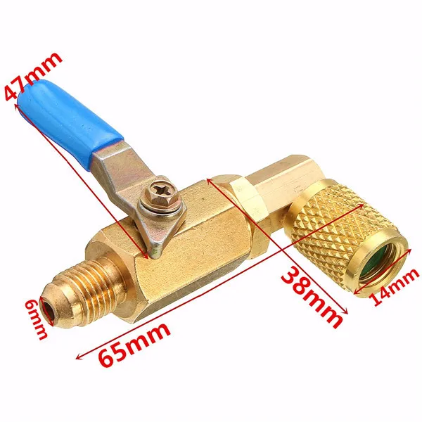 A/C 90 Degree Ball Valves Metal Handle Auto Air-conditioning Valve Parts 3 Color Ball Valve for AC Refrigerant R410A R134A