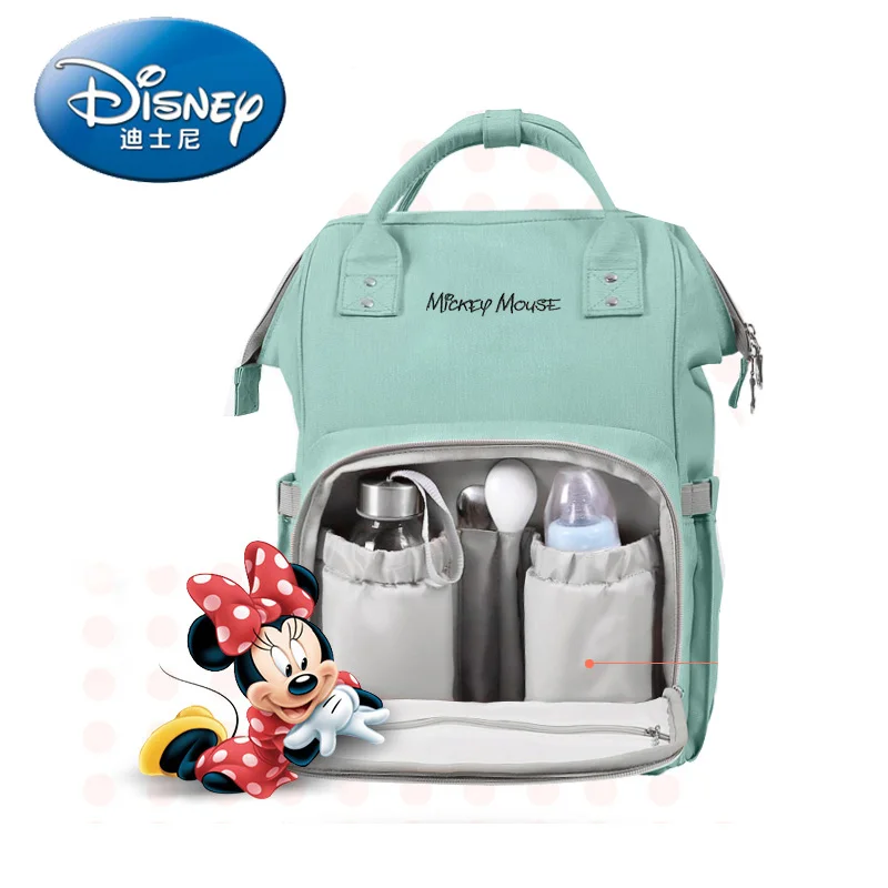 

Disney Mummy Bag Multifunction Large Capacity Double Shoulder Travel Backpack Baby Handbag Bottle Bag Fashion Insulation Bags 12