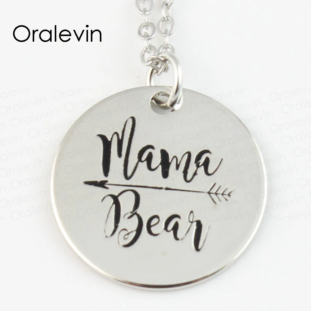 

MAMA BEAR Engraved Pendant Charms Necklace Lover Gift Jewelry,#LN166