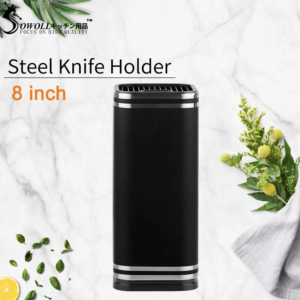 

Sowoll Stainless Steel Kitchen Stand Multifunctional Tools Holder 8" Knife Block Holder Stand Sooktops Tube Shelf Chromophous