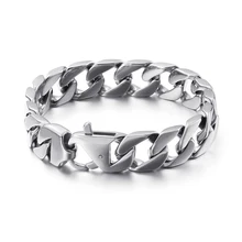 Блестящий 316L браслет из нержавеющей стали кубинские звенья цепи браслет для мужчин 15 мм Широкие мужские браслеты для байкеров и браслеты модные мужские ювелирные изделия