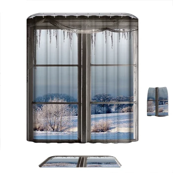 

Bathroom Shower Curtain Quality Natural Waterproof Polyester 2 M Cloth 3D Farm Ocean Window Totem Bape Pascoa Cortina Whal