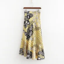 Новая женская юбка в стиле ретро, летние женские юбки-трубы высокого качества с цветочным принтом