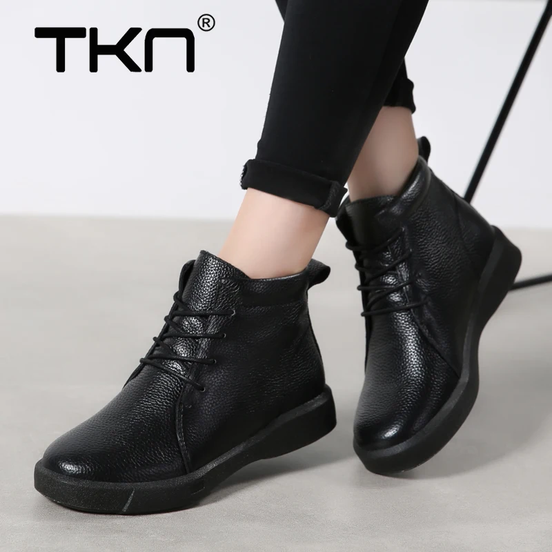 

Women Winter Ankle Boots Genuine Leather Warm Short Booties Waterproof Rubber Chaussure Femme Snow Boots Footwear Shoes Woman