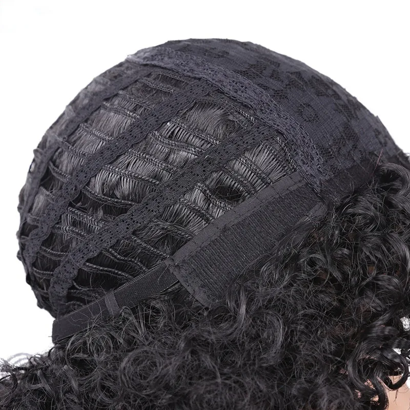 Short Pixie Cut Afro Kinky Curly Synthetic Wigs with Bangs (4)