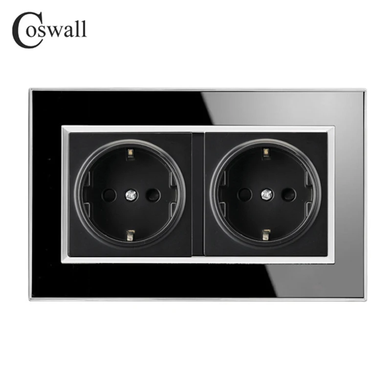 Coswall 146 Type 16A Double EU Standard Socket Luxury Wall Power Outlet