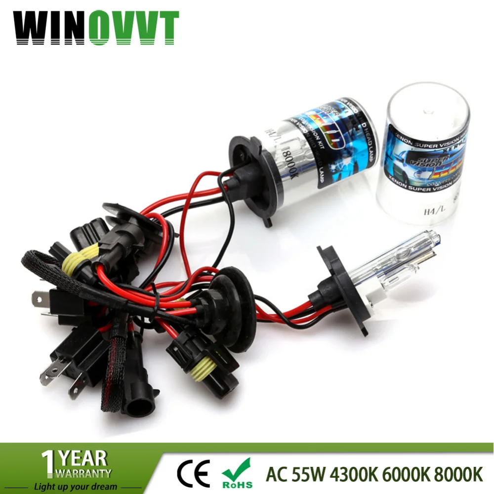 12V H4 with Halogen lamp 55W HID Xenon Conversion Kit Car Head Lights Bulbs Low/High 4300K 6000K 8000K | Автомобили и мотоциклы