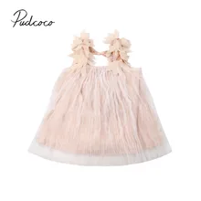 Летняя одежда для малышей От 0 до 5 лет бальное платье принцессы для детей; платье с цветочным узором для девочек кружевное платье-пачка без рукавов, вечернее платье, Тюль шифон Нарядные платья