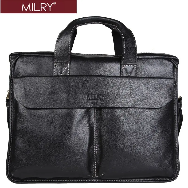 Brand Milry 100 Genuine Leather Men Briefcase Business Shoulder Brand Milry 100 Genuine Leather Men Briefcase Business Shoulder Messenger Bag Laptop For Black Cp0009 1 In Briefcases From Luggage Bags On
