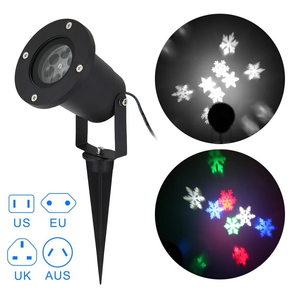 

2017ing Christmas Holiday Decor Rotating Projection LED Lights Snowflake Spotlight Lens Waterproof Lamp for Landscape Wall --M25
