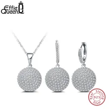 Effie queen кубический циркон чистое серебро кулон ожерелье и серьги-капли набор украшений для женщин Новое поступление DSS04