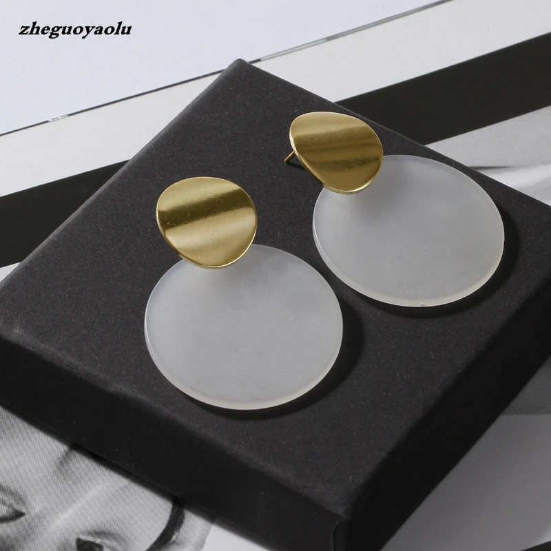 

New Popular Texture Fashion Exaggerated Golden Smooth Disc Temperament Female Earrings Jewelry Accessories Oorbellen Big Earring