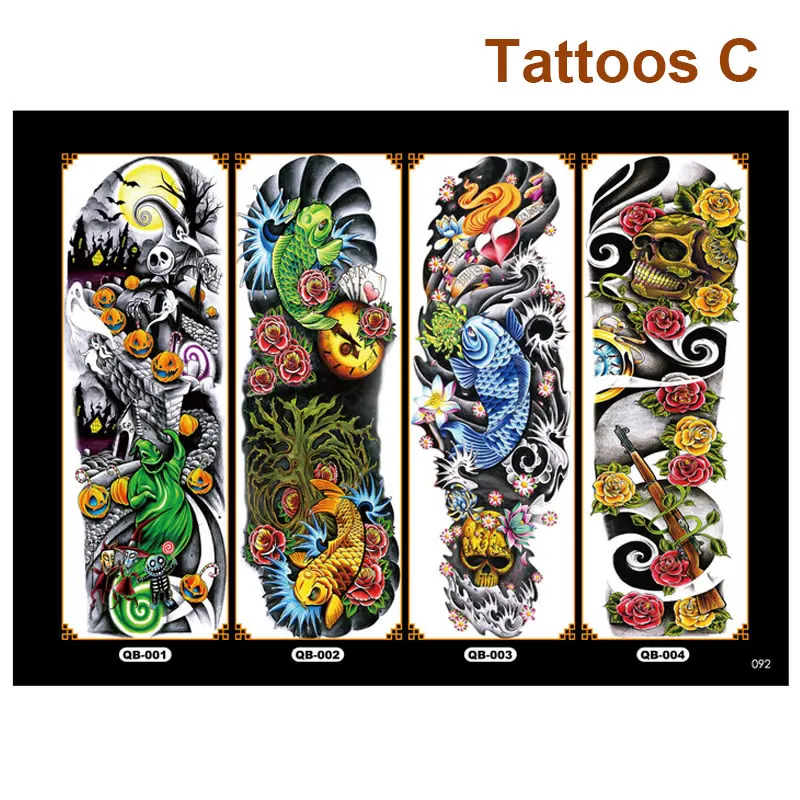 4-Piece-Body-Art-Temporary-Tattoo-Colorful-Animals-Watercolor-Painting-Drawing-Decal-Waterproof-Full-Arm-Big-Large-Fake-Tattoo-(1)