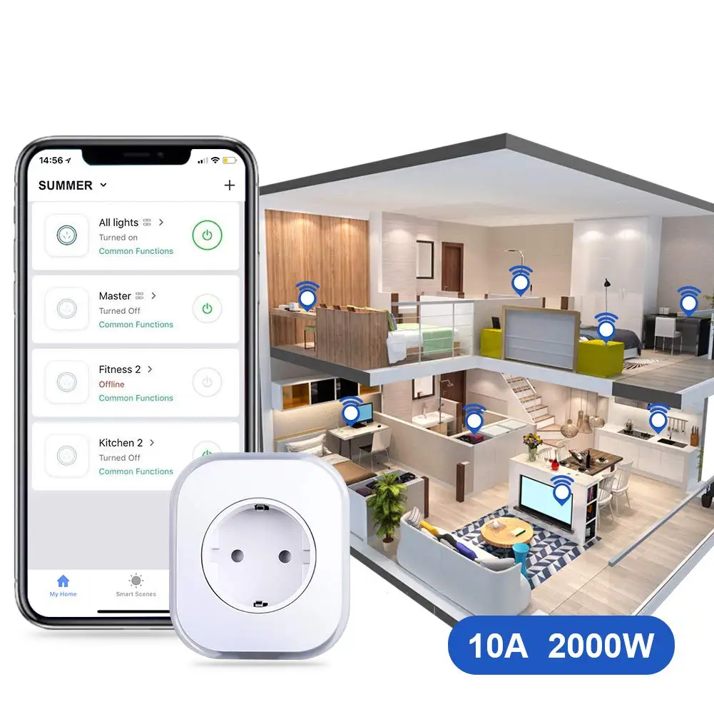 Wifi Smart power Plug домашний WiFi ЕС выход с usb-портом изменение цвета лампы дистанционное управление в любом месте работа с Alexa Google Home