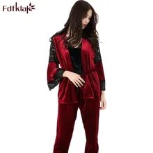 Fdfklak, Осень-зима, пижамы для женщин, золотой бархат, 3 штуки, сексуальные комплекты для сна, домашние женские костюмы, 4 стиля, женские пижамы Q583