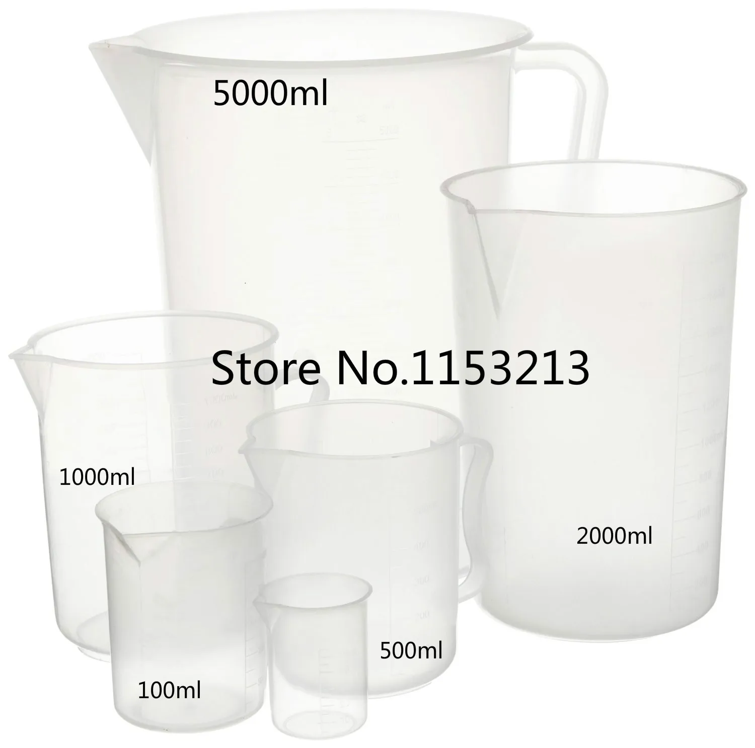 5 pcs/lot 100ml/500ml/1000ml/2000ml/5000ml Capacity Clear Plastic