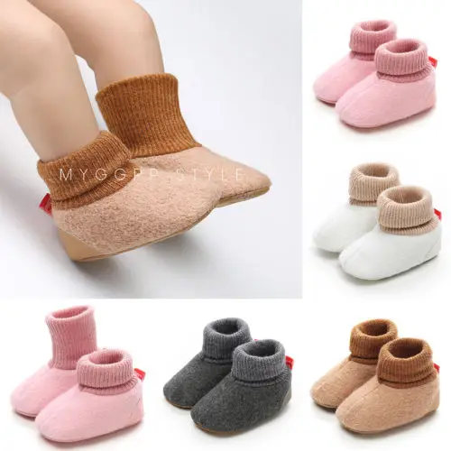 Теплые зимние ботинки для новорожденных мальчиков и девочек; детские тапочки из полиэстера с мягкой подошвой; обувь для кроватки; подходит для детей от 0 до 18 месяцев