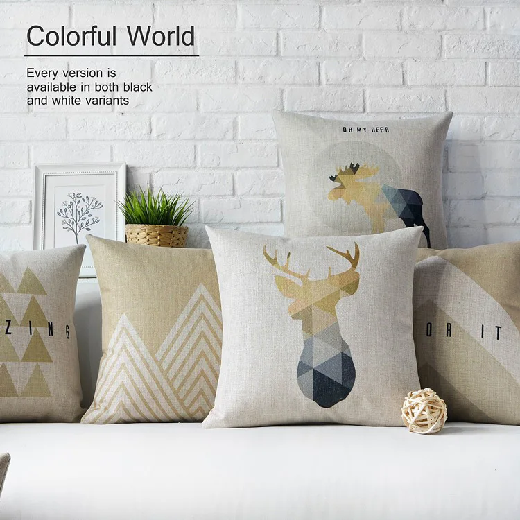 

Nordic Style Decorative Pillows Cases Geometric Cushions Covers Home Decor Deer Throw Pillows Linen Couch Pillowcase For Sofa