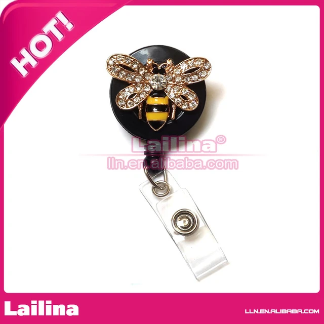 Bling Rhinestone Retractable Badge Reel Bumble Bee ID Badge Holder -  AliExpress