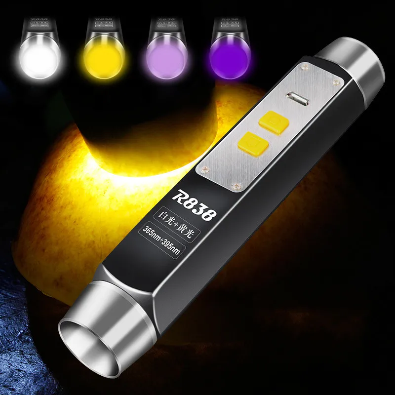 

LED Flashlight 4 Lights Resource Torch Aluminum Alloy Super Bright Light Lamp 365nm Purple Fluorescent Agent Detection