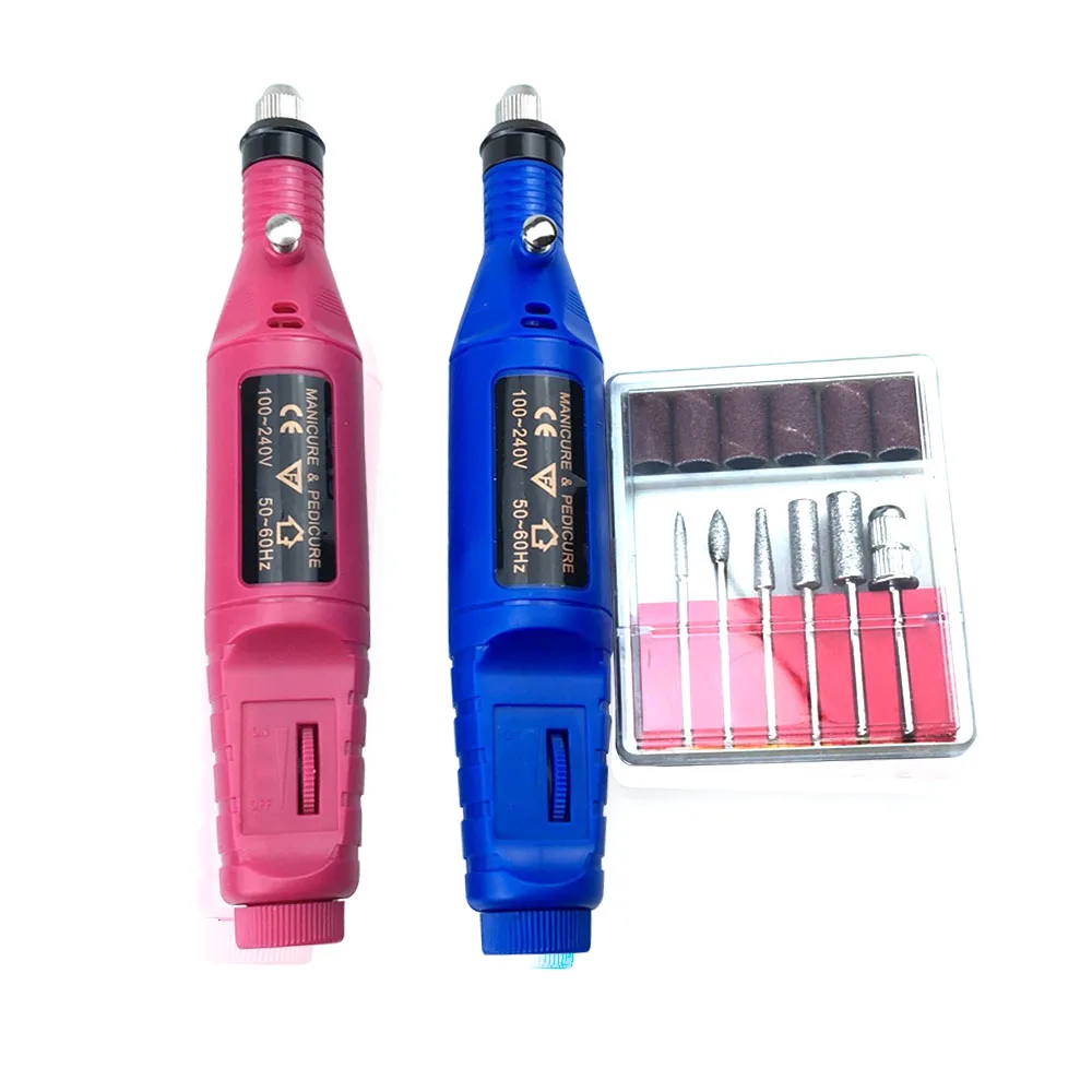 New Nail Polish Electric Nail Drill Pen 6 Bits Nail Nursing Kit 100