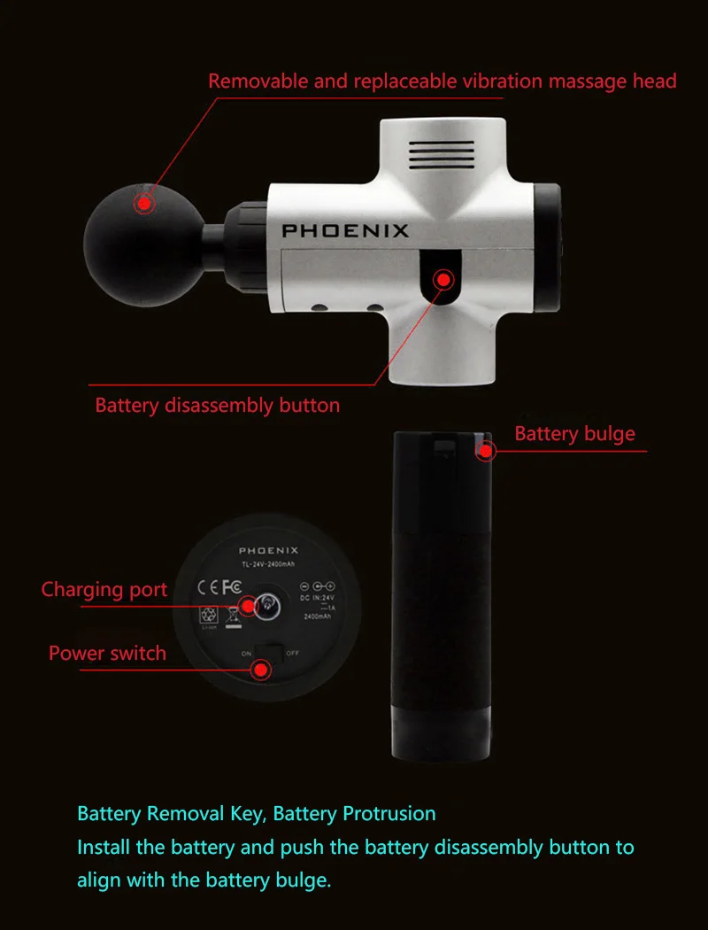 Профессиональный вибрирующий терапевтический пистолет для глубокой терапии тела/мышц, облегчающий боль после занятий спортом, 3 уровня, низкий уровень шума