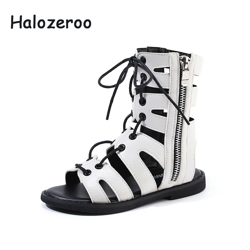 

Summer 2019 New Kids Gladiator Sandals Children Knee High Princess Shoes Baby Girls Pu Leather Fashion Sandals Brand Black Shoes