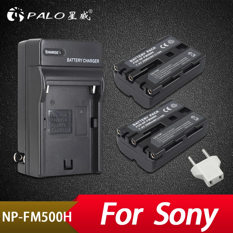 

Palo 2Pcs 2000mAh NP-FM500H NP FM500H Camera Battery + Charger For Sony A57 A58 A65 A77 A99 A550 A560 A580 NP-FM500H