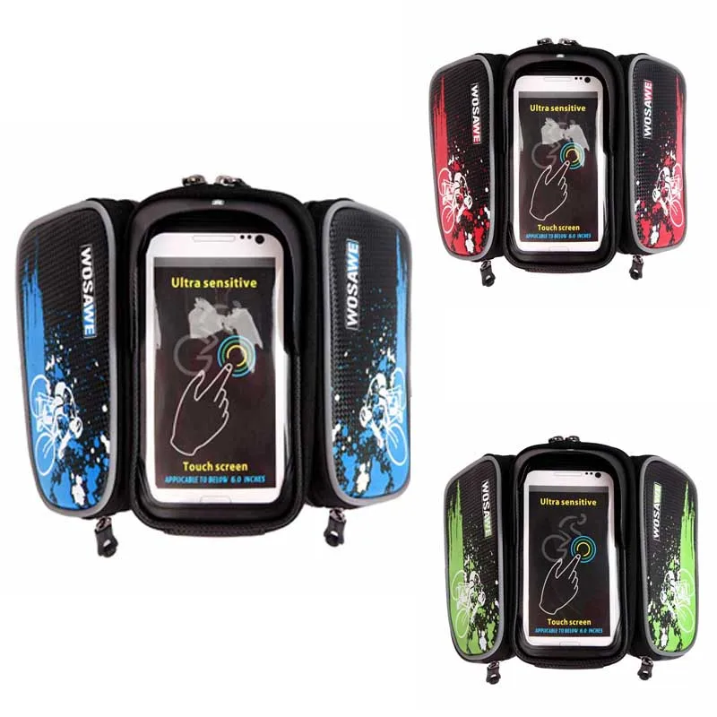 

WOSAWE Large Capacity Waterproof MTB Road Bike Bicycle Frame Tube Sundries Cases Screen Touch Phone Holder Bag Cycling Equipment