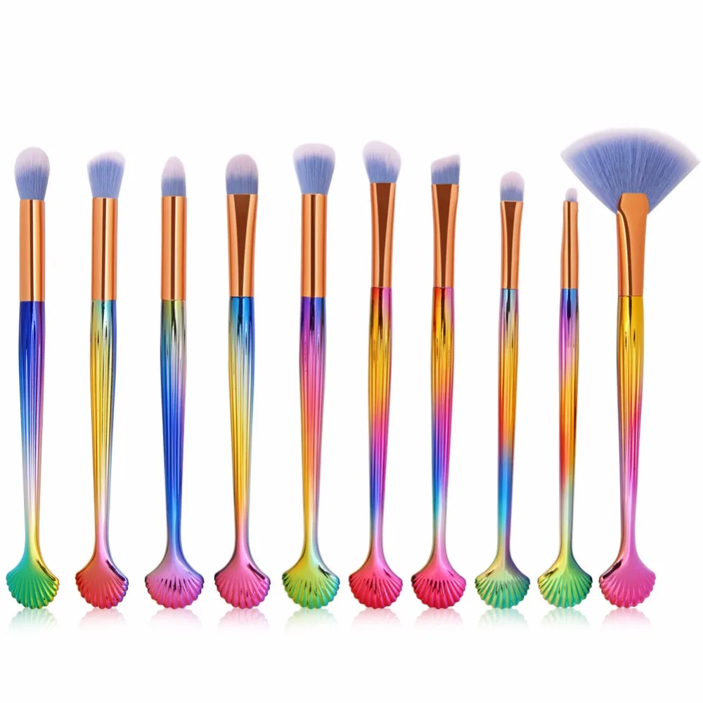

10 Pcs/Set Shell Makeup Brushes Foundation Powder Eyeshadow Concealer Kit