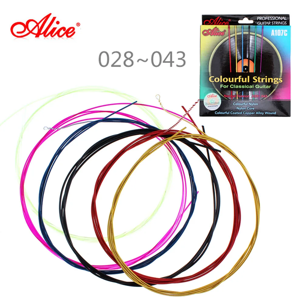 6pcs/set Colorful Classical Guitar Strings 028 043 inch Nylon Coated