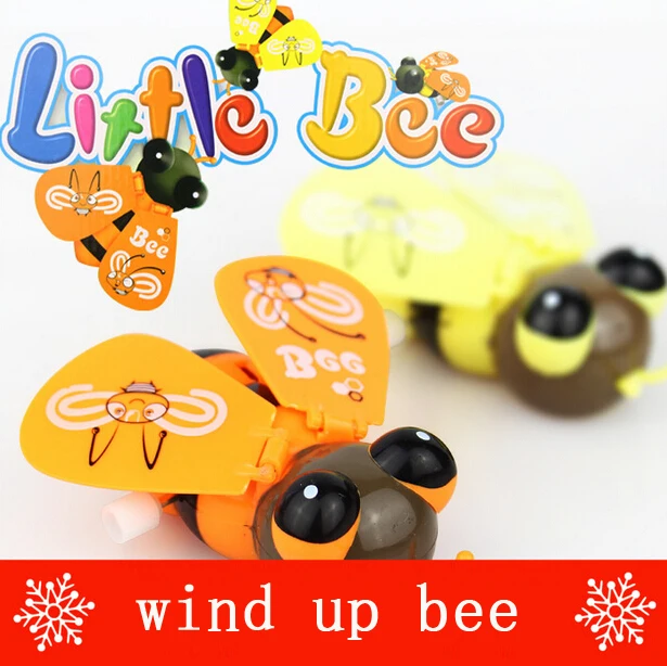 Yellow Orange Child wound up small bee clockwork chain boys gift